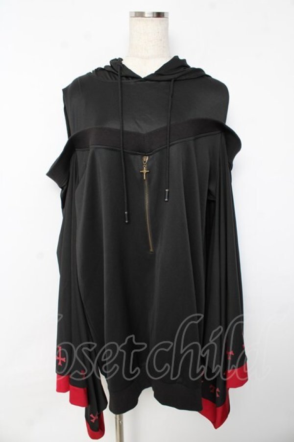 画像1: NieR Clothing / 着物風袖 FRONT ZIP付き OFF SHOULDER  黒 Y-25-10-13-123-PU-TO-SZ-ZY (1)