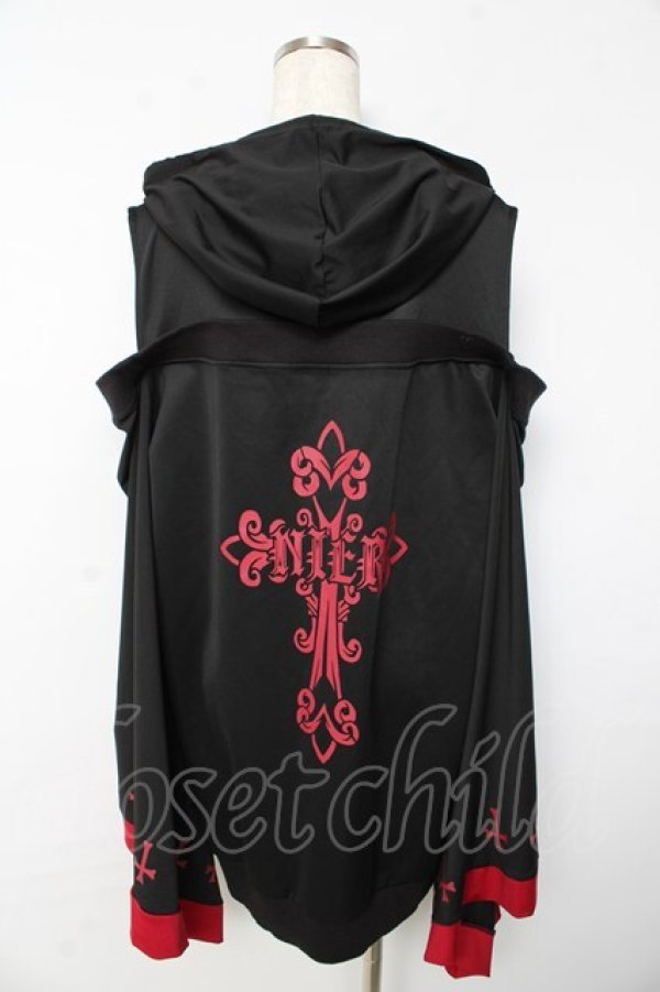 画像2: NieR Clothing / 着物風袖 FRONT ZIP付き OFF SHOULDER  黒 Y-25-10-13-123-PU-TO-SZ-ZY (2)