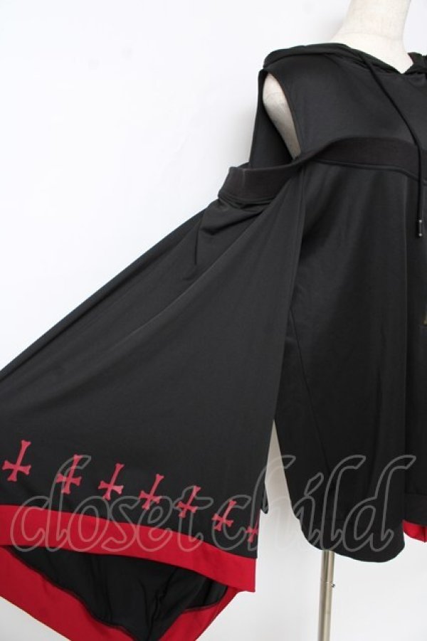 画像3: NieR Clothing / 着物風袖 FRONT ZIP付き OFF SHOULDER  黒 Y-25-10-13-123-PU-TO-SZ-ZY (3)