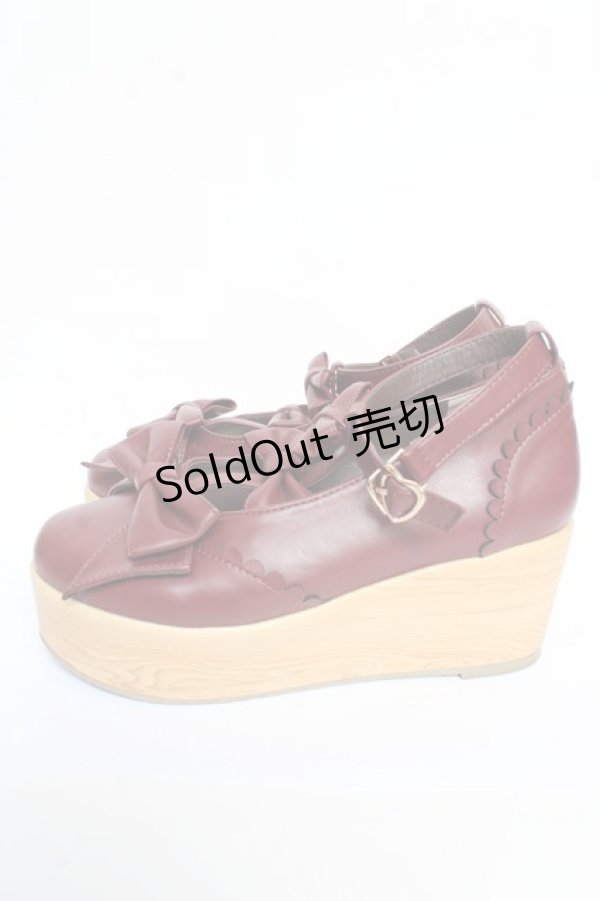 画像2: axes femme Kawaii / トリプルリボンシューズ L ワイン Y-25-10-13-011-AX-SH-SZ-ZY (2)