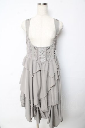 画像: Ozz Croce / ランダムフリルジャンパースカート  グレー Y-25-10-13-127-OO-OP-SZ-ZY