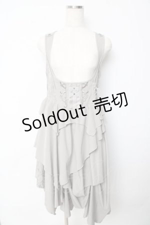 画像: Ozz Croce / ランダムフリルジャンパースカート  グレー Y-25-10-13-127-OO-OP-SZ-ZS