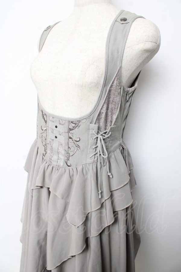 画像3: Ozz Croce / ランダムフリルジャンパースカート  グレー Y-25-10-13-127-OO-OP-SZ-ZY (3)