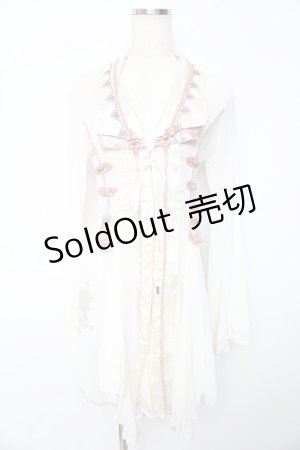 画像: Ozz oneste / メッシュチャイナロングカーディガン  白 Y-25-10-13-129-OO-TO-SZ-ZY