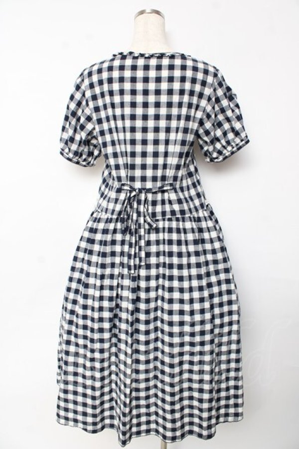 画像2: PINK HOUSE / エプロン付きブロードギンガムワンピース F 紺 Y-25-10-13-130-LO-OP-SZ-ZY (2)