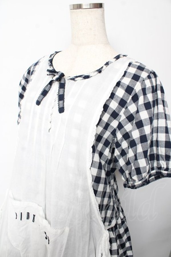 画像3: PINK HOUSE / エプロン付きブロードギンガムワンピース F 紺 Y-25-10-13-130-LO-OP-SZ-ZY (3)