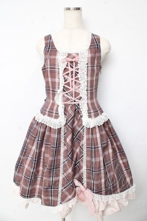 画像: ALICE and the PIRATES / A/Pタータンチェック柄ジャンパースカート  ピンク Y-25-10-13-132-PA-OP-SZ-ZY