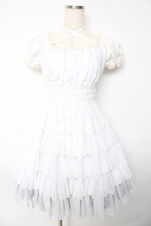 画像: Pina sweetcollection / シフォンフリルワンピース  ホワイト Y-25-10-13-133-LO-OP-SZ-ZY