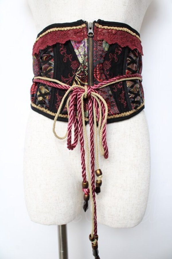 画像1: Ozz oneste / ジャガードコルセット  黒 Y-25-10-13-136-OO-ZA-SZ-ZY (1)