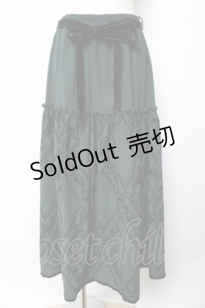 画像: axes femme / フロッキープリントロングスカート M グリーン Y-25-10-13-138-AX-SK-SZ-ZI