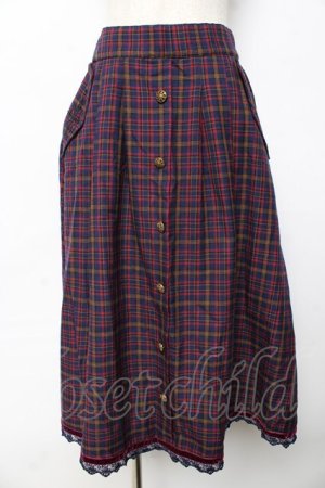 画像: axes femme / HOUSEofTARTANコラボ/タータンチェックスカート  紺 Y-25-10-13-142-AX-SK-SZ-ZY