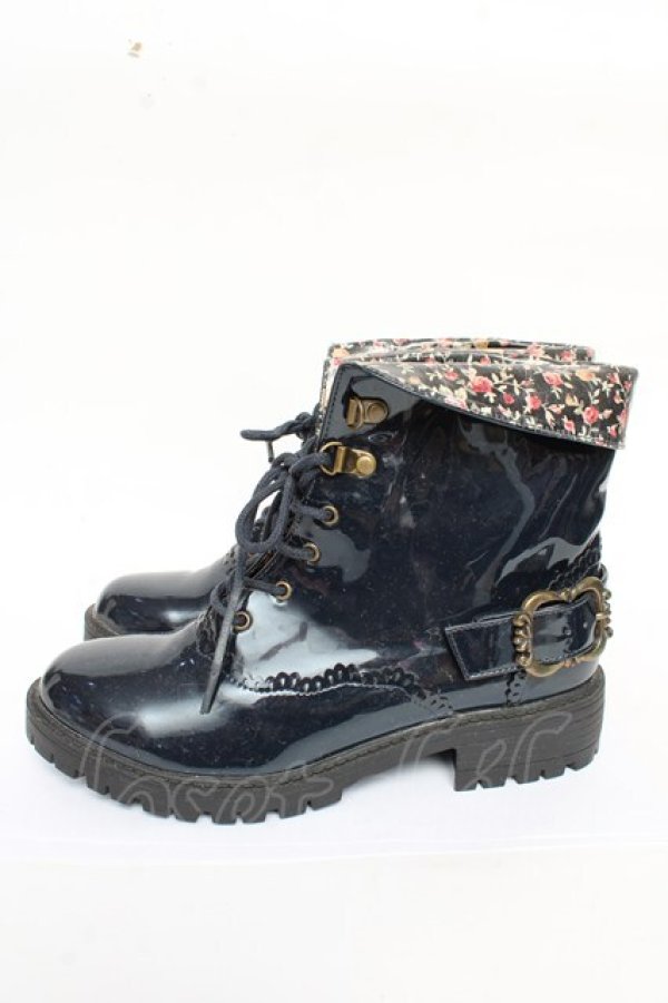 画像2: axes femme / レースアップレインブーツ L 紺 Y-25-10-13-013-AX-SK-SZ-ZT-K017 (2)