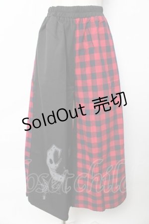 画像: NieR Clothing / WIDE PANTS F 黒×赤 Y-25-10-13-157-PU-PA-SZ-ZY