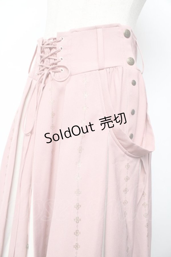 画像3: Ozz oneste / 霧蝶刺繍入り袴風プリーツスカート  ピンク Y-25-10-13-159-OO-SK-SZ-ZY (3)