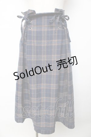 画像: axes femme / サイドレースアップミディスカート  紺 Y-25-10-13-162-AX-SK-SZ-ZI