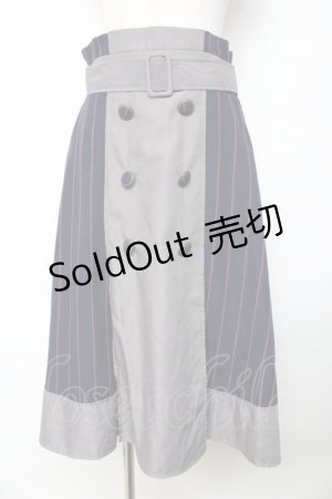 画像: axes femme / 柄切替ミディスカート  紺 Y-25-10-13-164-AX-SK-SZ-ZI