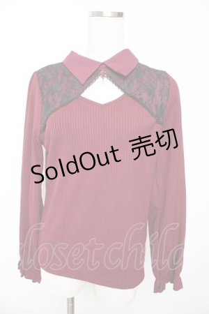 画像: axes femme / ローズチャーム付トップス F ワイン Y-25-10-13-017-AX-TO-SZ-ZI