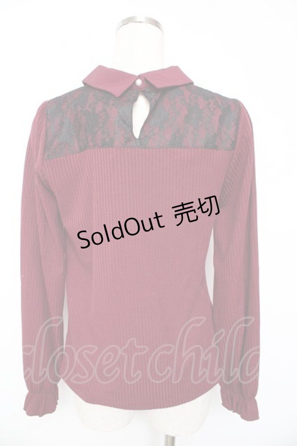 画像2: axes femme / ローズチャーム付トップス F ワイン Y-25-10-13-017-AX-TO-SZ-ZI (2)