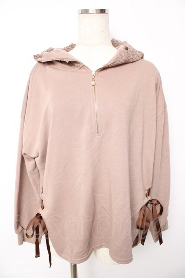 画像1: axes femme / レースアップパーカープルオーバー M モカ Y-25-10-13-020-AX-TO-SZ-ZI (1)