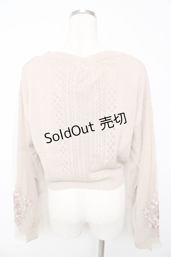 画像2: axes femme / フラワーブーケ刺繍カーデ M ベージュ Y-25-10-13-028-AX-TO-SZ-ZI (2)