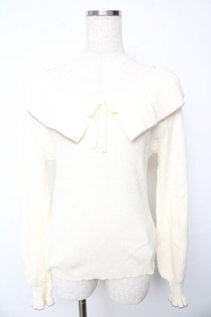 画像: axes femme POETIQUE / 配色フリルニットプルオーバー M 生成り Y-25-10-13-031-AX-TO-SZ-ZY