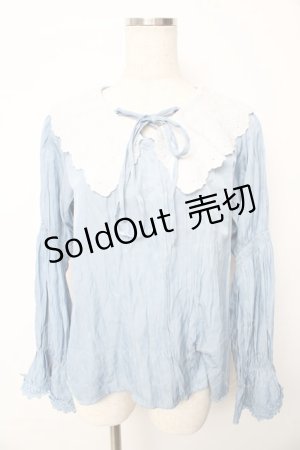 画像: axes femme / ビッグ襟ブラウス M サックス Y-25-10-13-040-AX-BL-SZ-ZI