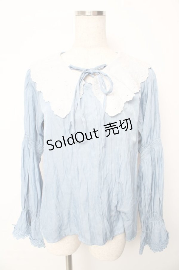 画像1: axes femme / ビッグ襟ブラウス M サックス Y-25-10-13-040-AX-BL-SZ-ZI (1)