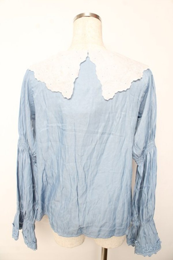 画像2: axes femme / ビッグ襟ブラウス M サックス Y-25-10-13-040-AX-BL-SZ-ZI (2)