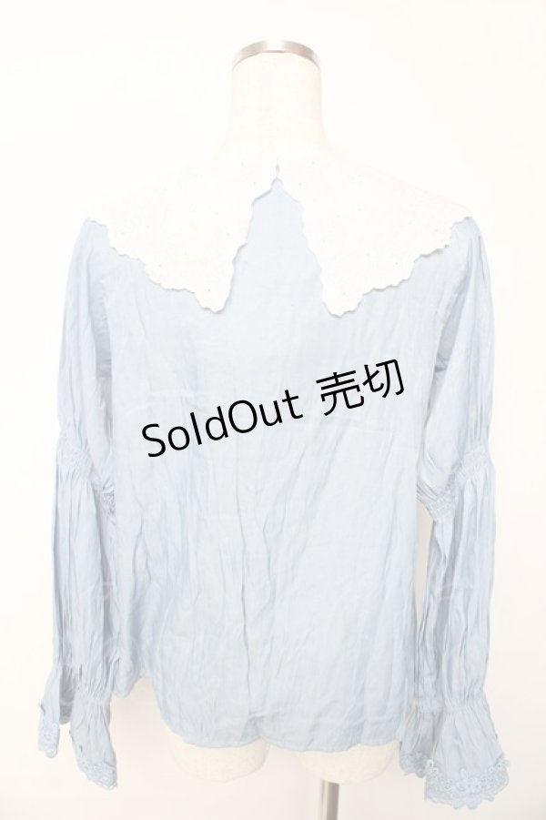 画像2: axes femme / ビッグ襟ブラウス M サックス Y-25-10-13-040-AX-BL-SZ-ZI (2)