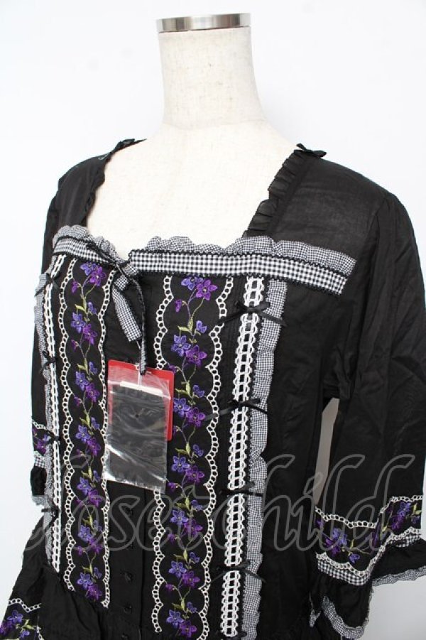 画像3: PINK HOUSE / バイオレットレース使いワンピース F 黒 Y-25-10-15-028-LO-OP-SZ-ZY (3)