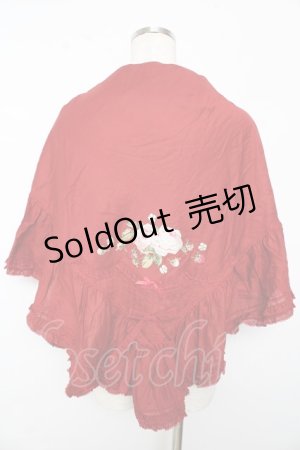 画像: PINK HOUSE / ベリーローズ刺しゅうのストール F 赤 Y-25-10-15-029-LO-ZA-SZ-ZY
