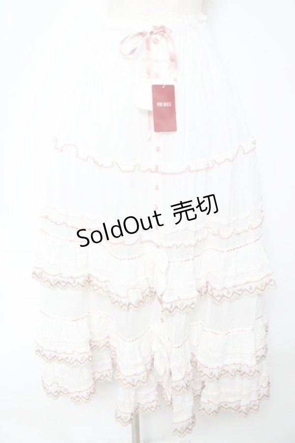 画像1: PINK HOUSE / ドイリーレース使いスカート F 白 Y-25-10-15-032-LO-SK-SZ-ZY (1)