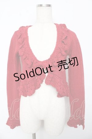 画像: BABY,THE STARS SHINE BRIGHT / Petitスカラップ透かし編みボレロ  赤 Y-25-10-15-040-BA-TO-SZ-ZY