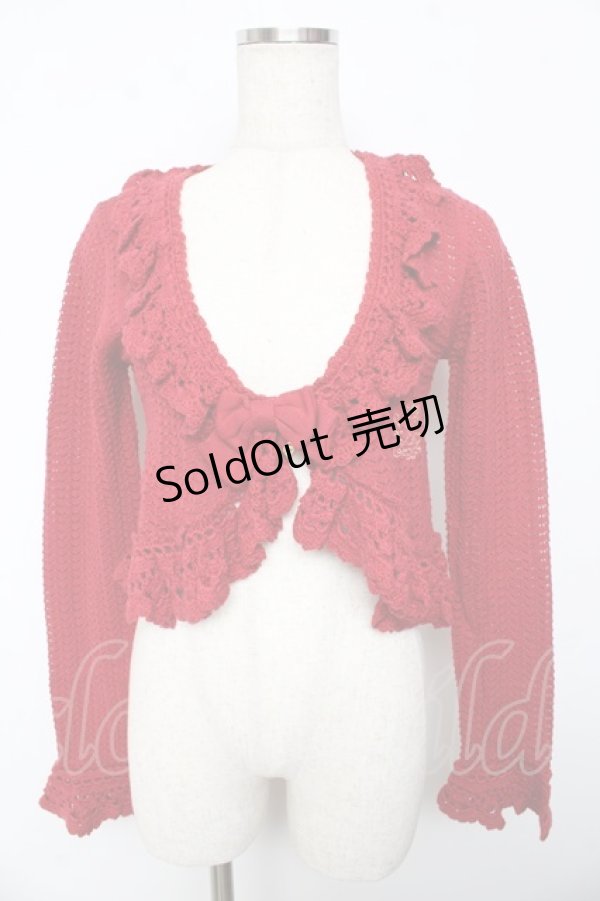 画像1: BABY,THE STARS SHINE BRIGHT / Petitスカラップ透かし編みボレロ  赤 Y-25-10-15-040-BA-TO-SZ-ZY (1)