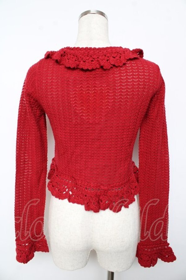 画像2: BABY,THE STARS SHINE BRIGHT / Petitスカラップ透かし編みボレロ  赤 Y-25-10-15-040-BA-TO-SZ-ZY (2)
