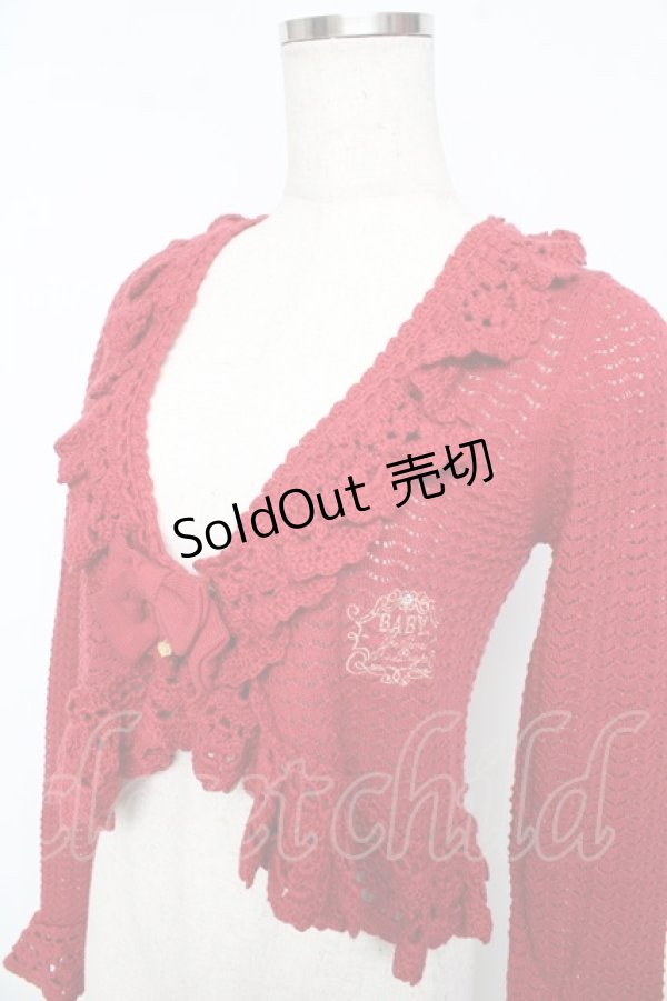 画像3: BABY,THE STARS SHINE BRIGHT / Petitスカラップ透かし編みボレロ  赤 Y-25-10-15-040-BA-TO-SZ-ZY (3)