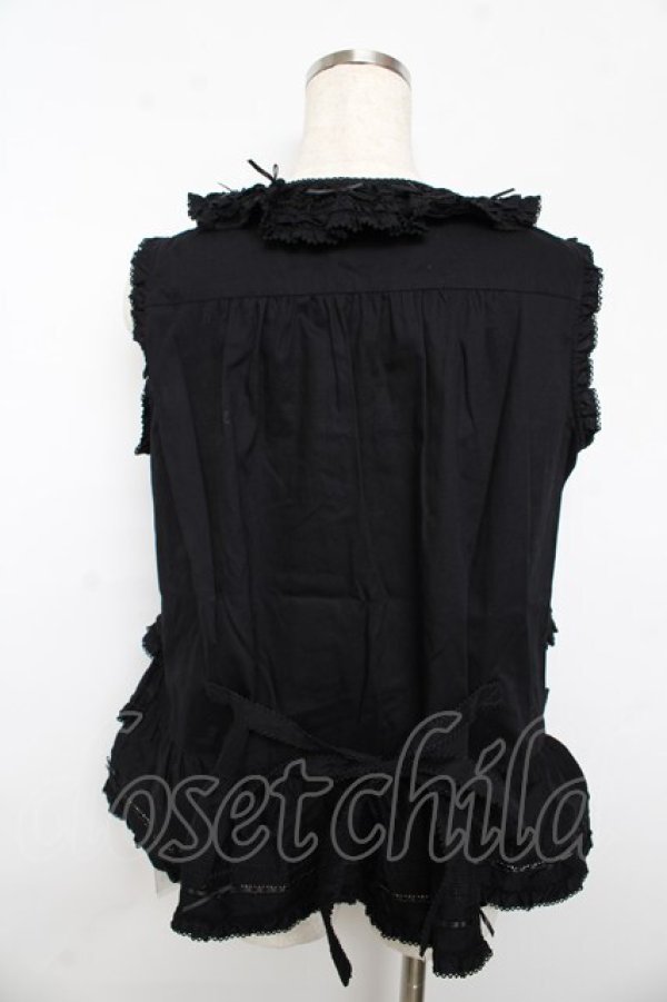 画像2: PINK HOUSE / フリル使いノースリーブブラウス F 黒 Y-25-10-15-006-LO-BL-SZ-ZY (2)