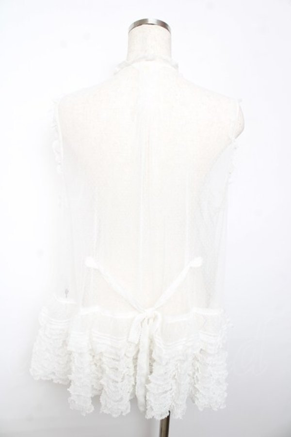 画像2: PINK HOUSE / ドットチュールレースベスト F 白 Y-25-10-15-001-LO-BL-SZ-ZY (2)