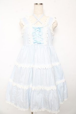 画像: BABY,THE STARS SHINE BRIGHT / からみ3段ティアードジャンパースカートセット  サックス Y-25-10-15-056-BA-OP-AS-ZY