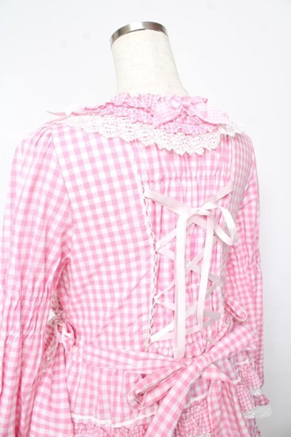 画像6: BABY,THE STARS SHINE BRIGHT / Sweet Gingham Dollロングワンピース  ピンク Y-25-10-15-058-BA-OP-SZ-ZY (6)