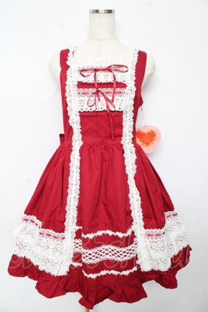 画像: BABY,THE STARS SHINE BRIGHT / レースフリルジャンパースカート  赤 Y-25-10-15-059-BA-OP-AS-ZY