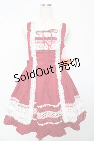 画像: BABY,THE STARS SHINE BRIGHT / レースフリルジャンパースカート  赤 Y-25-10-15-059-BA-OP-AS-ZY