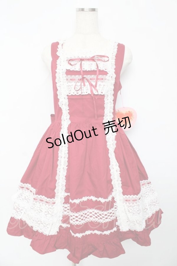 画像1: BABY,THE STARS SHINE BRIGHT / レースフリルジャンパースカート  赤 Y-25-10-15-059-BA-OP-AS-ZY (1)