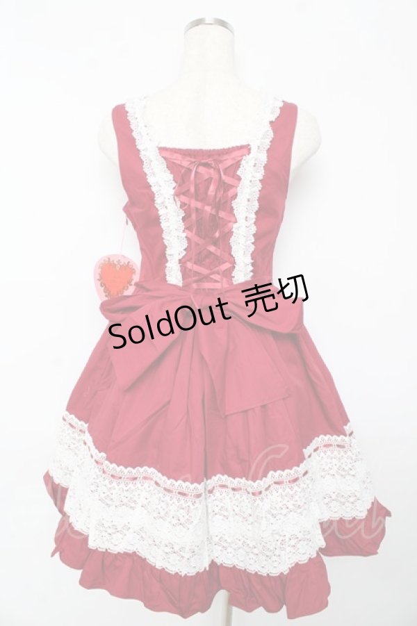 画像2: BABY,THE STARS SHINE BRIGHT / レースフリルジャンパースカート  赤 Y-25-10-15-059-BA-OP-AS-ZY (2)