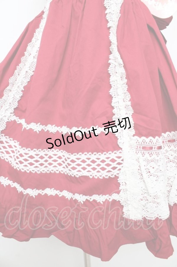 画像4: BABY,THE STARS SHINE BRIGHT / レースフリルジャンパースカート  赤 Y-25-10-15-059-BA-OP-AS-ZY (4)