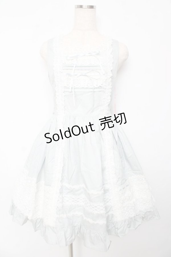 画像1: BABY,THE STARS SHINE BRIGHT / レースフリルジャンパースカート  サックス Y-25-10-15-060-BA-OP-AS-ZY (1)