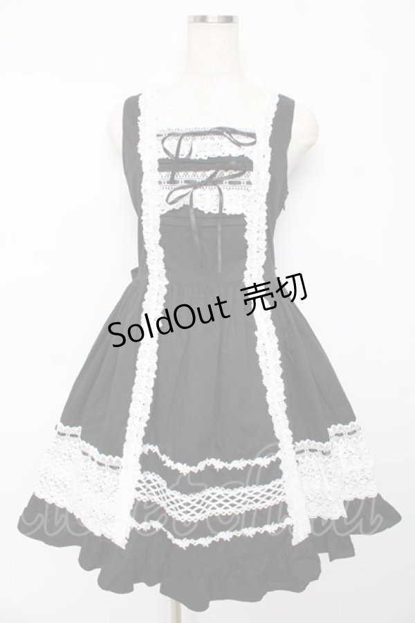 画像1: BABY,THE STARS SHINE BRIGHT / レースフリルジャンパースカート  黒 Y-25-10-15-061-BA-OP-AS-ZY (1)