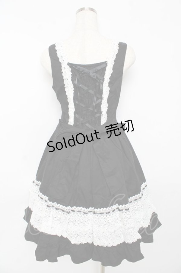 画像2: BABY,THE STARS SHINE BRIGHT / レースフリルジャンパースカート  黒 Y-25-10-15-061-BA-OP-AS-ZY (2)