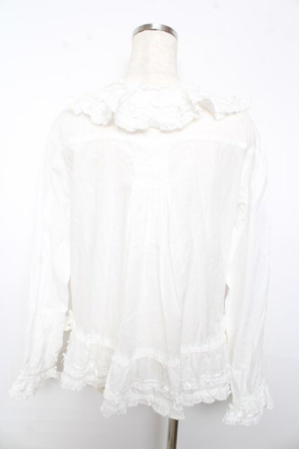 画像2: PINK HOUSE / リボンローンフリルブラウス F 白 Y-25-10-15-008-LO-BL-SZ-ZY (2)