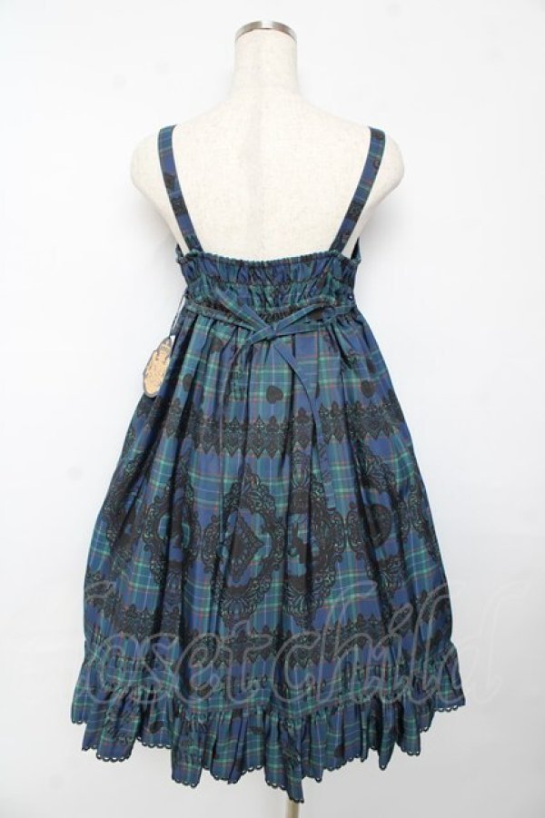 画像2: ALICE and the PIRATES / アリスのトランプタータン柄ジャンパースカートII  グリーンｘ紺 Y-25-10-15-063-PA-OP-AS-ZY (2)